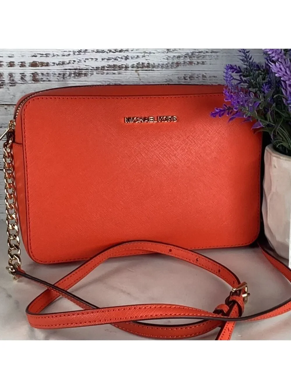 Michael Kors crossbody bag red orange summer small purse GUC‎